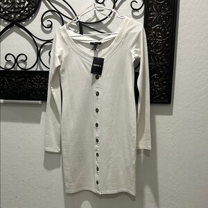 Forever 21 Cream Button-Front Dress